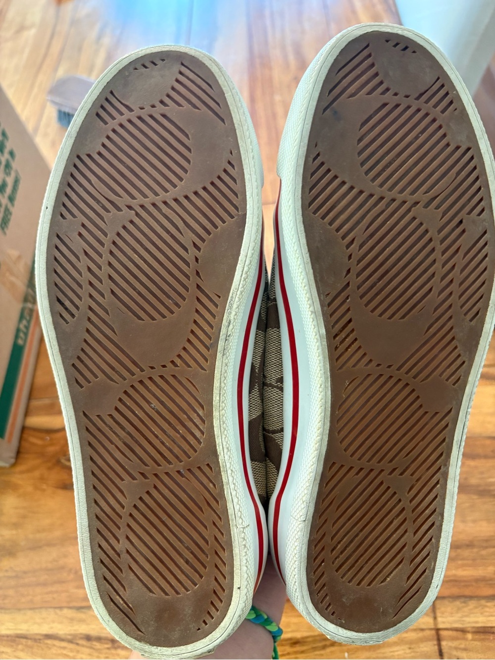 Size 7 Coach Tan/Brown Signature Canvas designer Sneakers with White Toe womens - Picture 6 of 11